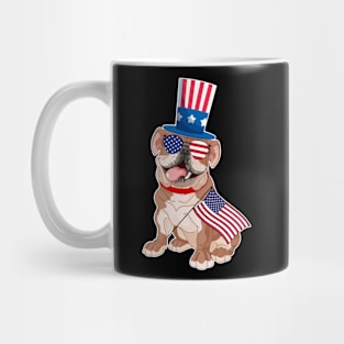 Bulldog Uncle Sam Hat Sunglasses Usa Flag 4th Of July Mug